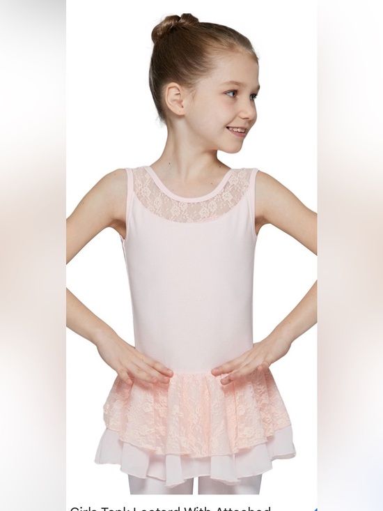 Danz N Motion Other - Girls' Lace Yoke Tank Chemise - Light Pink Size 2-4